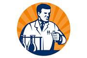 Scientist with laboratory apparatus