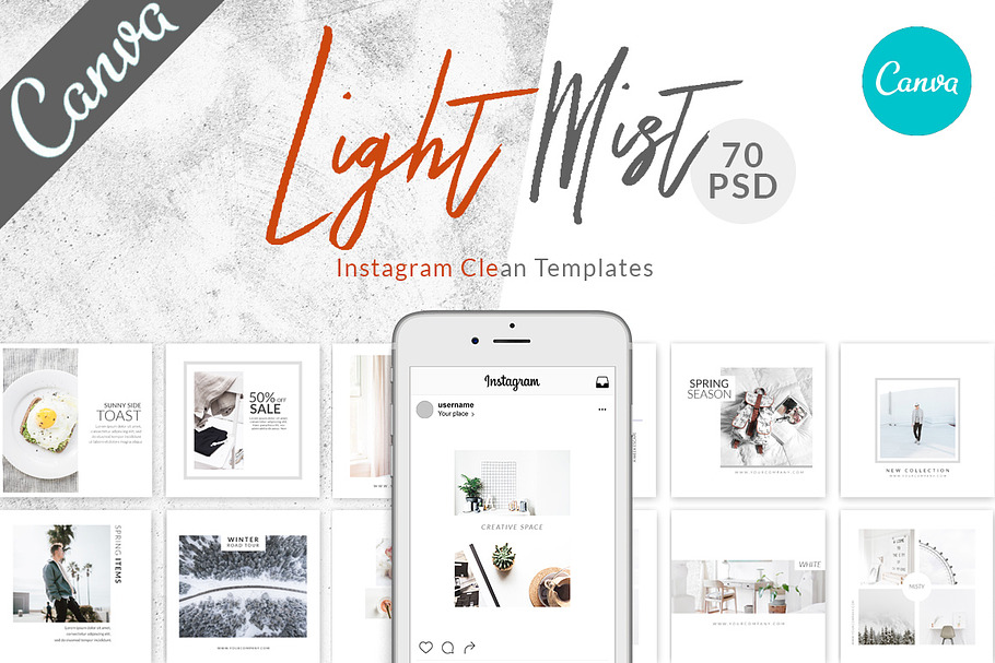 CANVA Light Mist Instagram Post in Instagram Templates - product preview 8