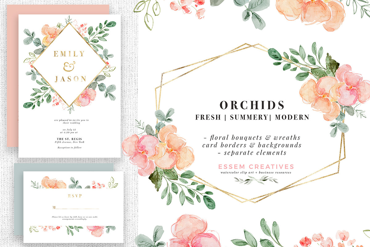 Watercolor Orchids Illustration PNG in Illustrations - product preview 8