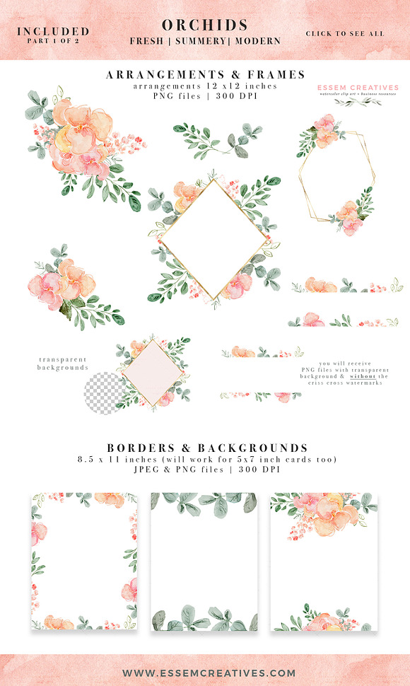 Watercolor Orchids Illustration PNG in Illustrations - product preview 2