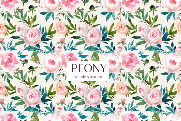 Peony Watercolor Floral Clipart in Illustrations - product preview 5