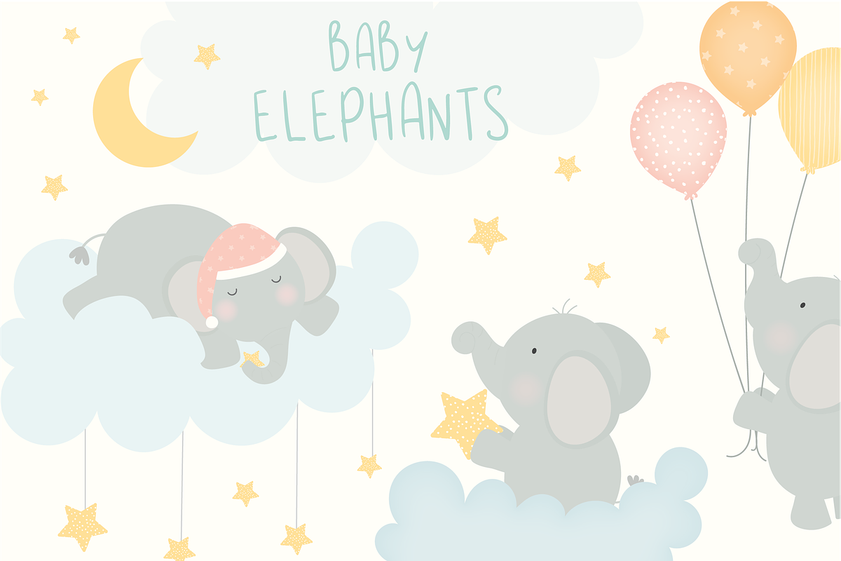 Baby Elephants in Illustrations - product preview 8