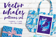 Vector whales patterns set