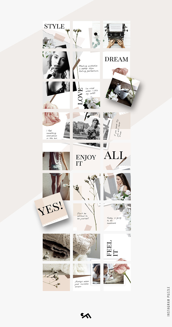 Instagram PUZZLE template - Floral in Instagram Templates - product preview 1