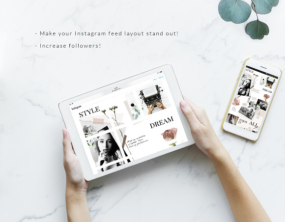 Instagram PUZZLE template - Floral in Instagram Templates - product preview 3