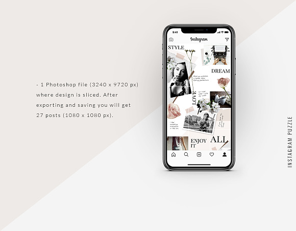 Instagram PUZZLE template - Floral in Instagram Templates - product preview 4