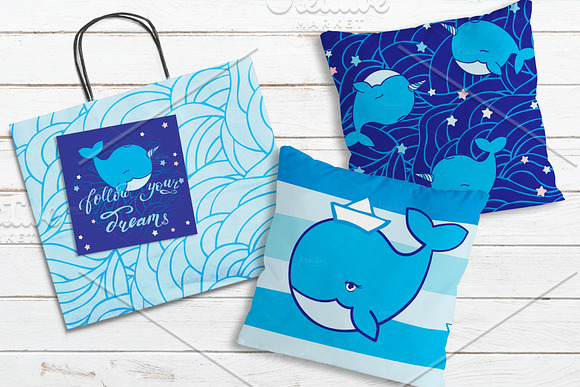Vector whales patterns set for kids in Patterns - product preview 3