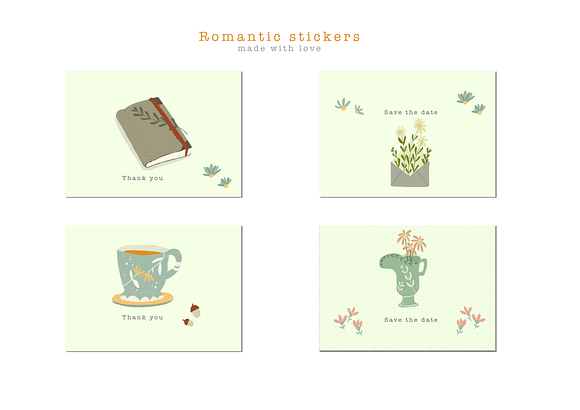 Romantic Vintage Printable Stickers in Illustrations - product preview 3
