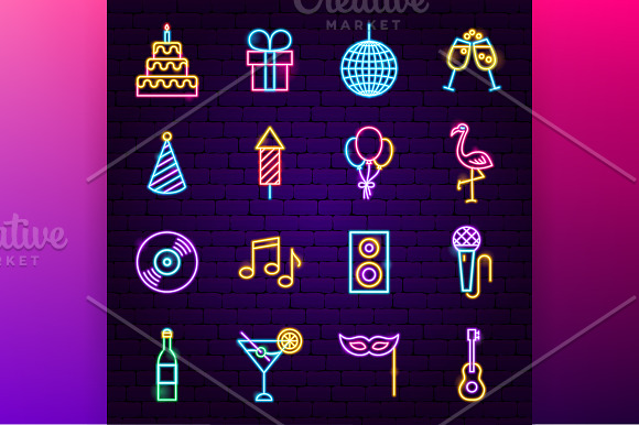 Happy Birthday Neon in Neon Icons - product preview 1