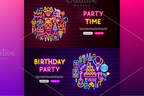 Happy Birthday Neon in Neon Icons - product preview 5