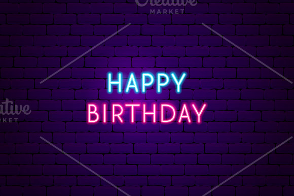 Happy Birthday Neon in Neon Icons - product preview 7