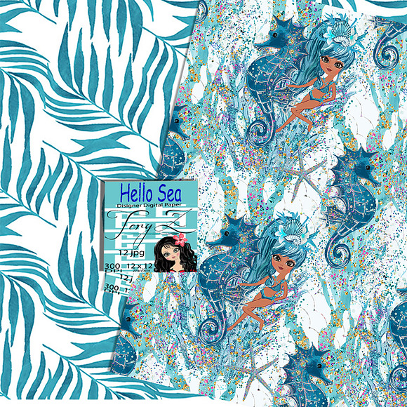 Nautical Pattern, Sea aqua blue in Patterns - product preview 3