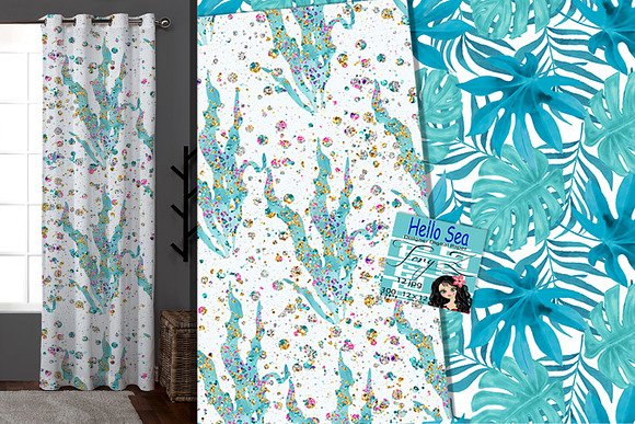 Nautical Pattern, Sea aqua blue in Patterns - product preview 4
