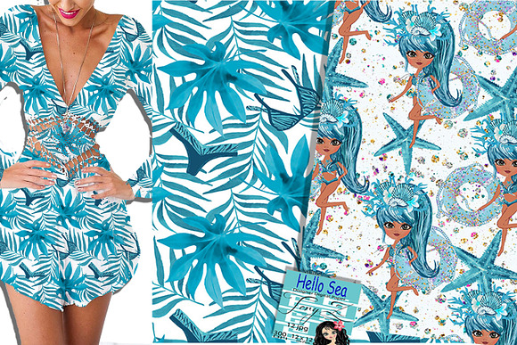 Nautical Pattern, Sea aqua blue in Patterns - product preview 5