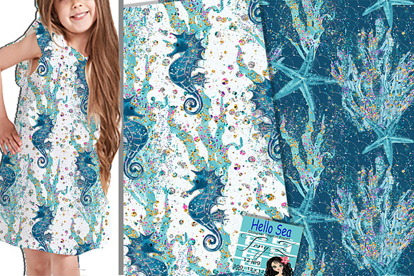Nautical Pattern, Sea aqua blue in Patterns - product preview 7