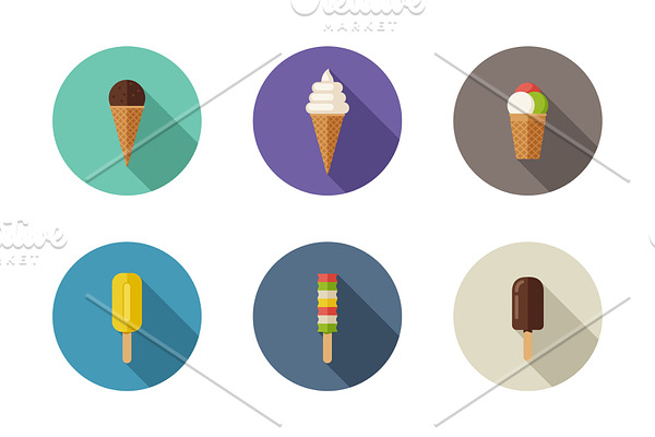 Ice cream flat icons