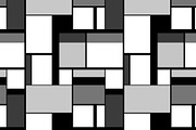 Grayscale painting in Mondrian style