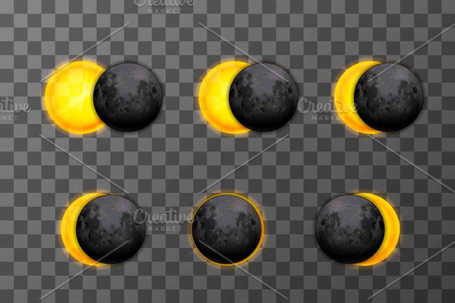 Set of nine eclipse stages in Objects - product preview 8