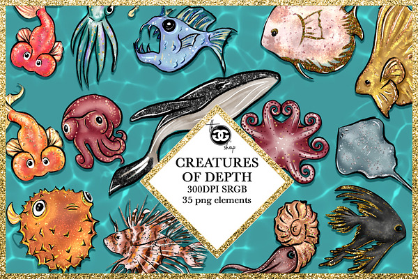 Ocean Creatures Clipart set