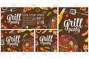 BBQ posters engraving
