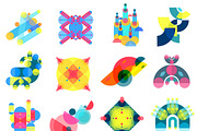 Color geometric shapes icons set