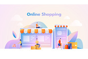 Online Shopping Landing Page. Flat