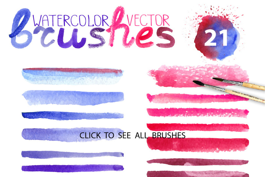 Watercolor vector brushes.Mini set in Photoshop Brushes - product preview 8