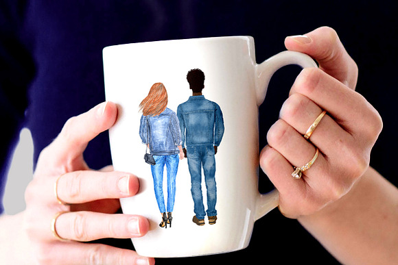 Couples Clipart Girlfriend Boyfriend in Illustrations - product preview 6