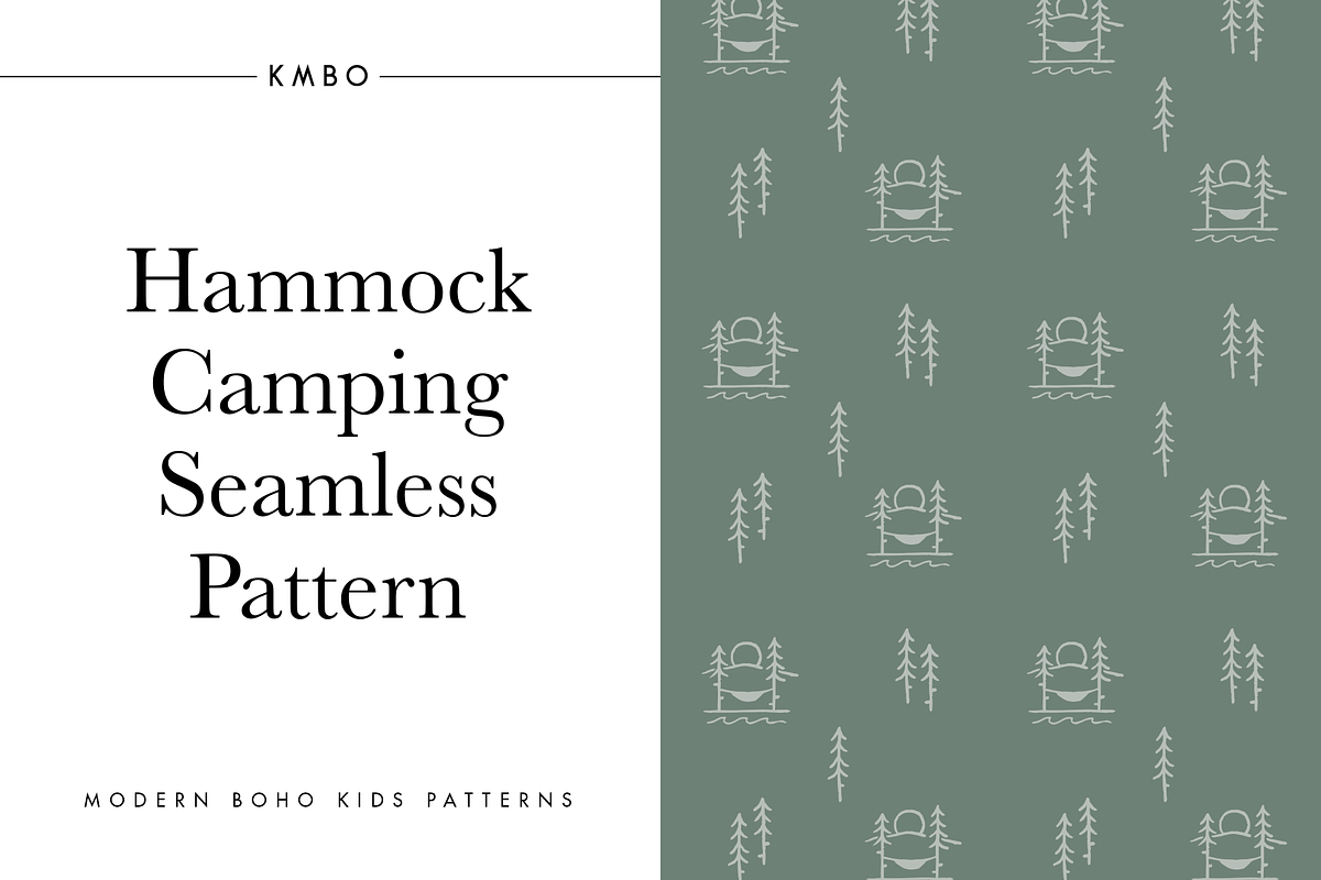 Hammock Camping Seamless Pattern in Patterns - product preview 8
