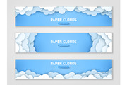 Clouds papercut banner templates set
