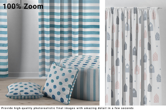Nursery Long and Short Curtains Pack in Product Mockups - product preview 3