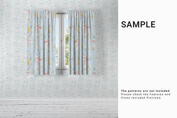 Nursery Long and Short Curtains Pack in Product Mockups - product preview 8