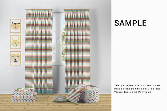 Nursery Long and Short Curtains Pack in Product Mockups - product preview 10