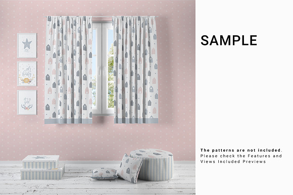 Nursery Long and Short Curtains Pack in Product Mockups - product preview 11