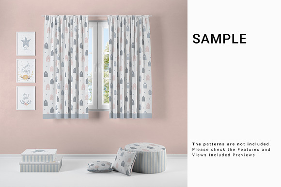 Nursery Long and Short Curtains Pack in Product Mockups - product preview 13