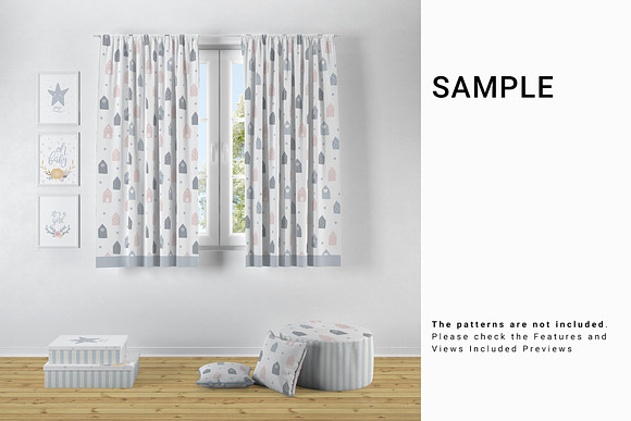 Nursery Long and Short Curtains Pack in Product Mockups - product preview 14