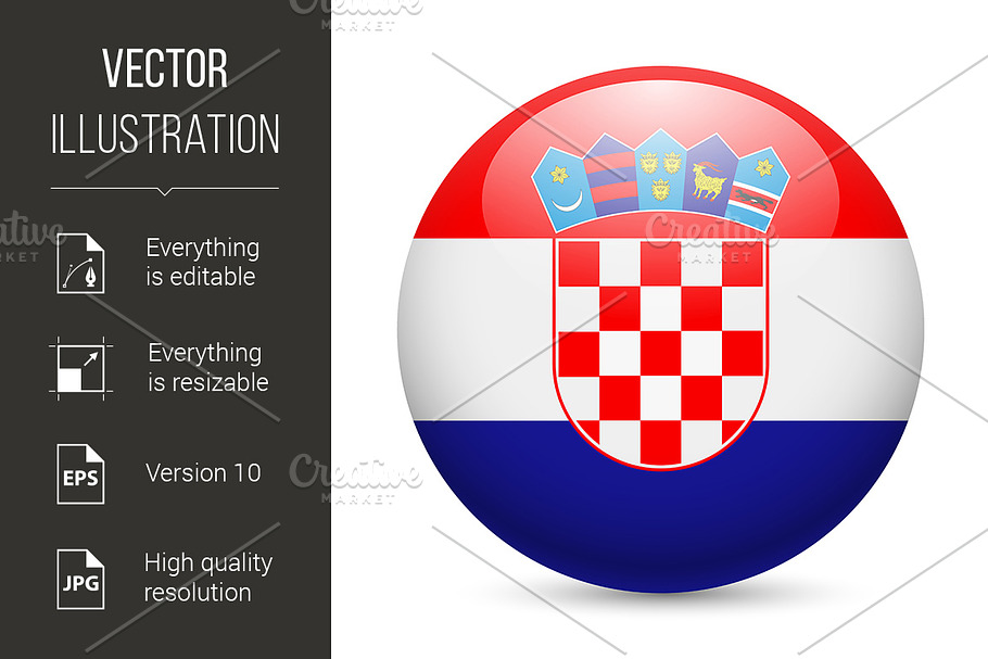 Round glossy icon of Croatia