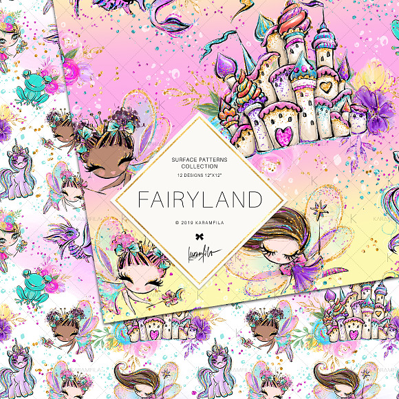Fairy Patterns, Dragons, Unicorns in Patterns - product preview 2