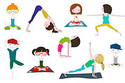 Set of yoga poses in vector