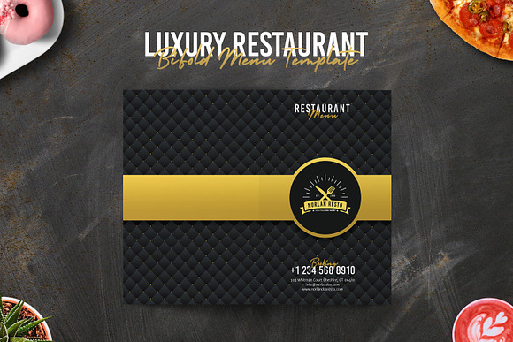 Luxury Restaurant BiFold Menu in Brochure Templates - product preview 1