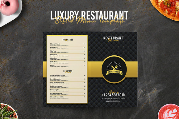 Luxury Restaurant BiFold Menu in Brochure Templates - product preview 3