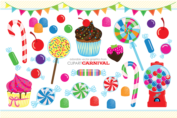 Cute Candy Coated Clipart Cupcakes