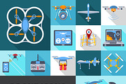 Drone flat icons set