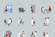 Pediatrician icons set