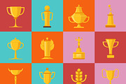 Different types of awards icons set