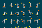 Semaphore alphabet icons set