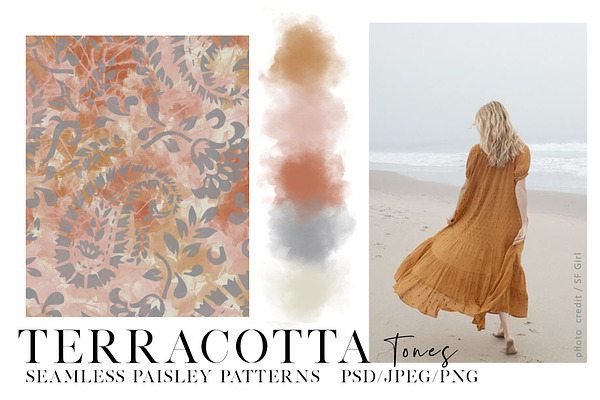 Terracotta Seamless Paisley Patterns