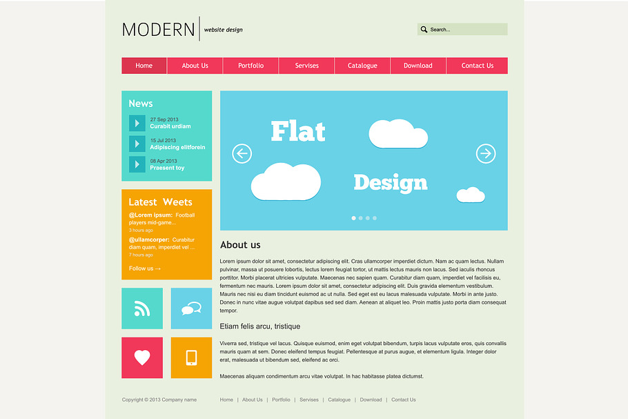 Flat Web Design Template. in Graphics - product preview 8