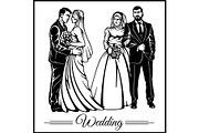 Wedding couple silhouette groom and