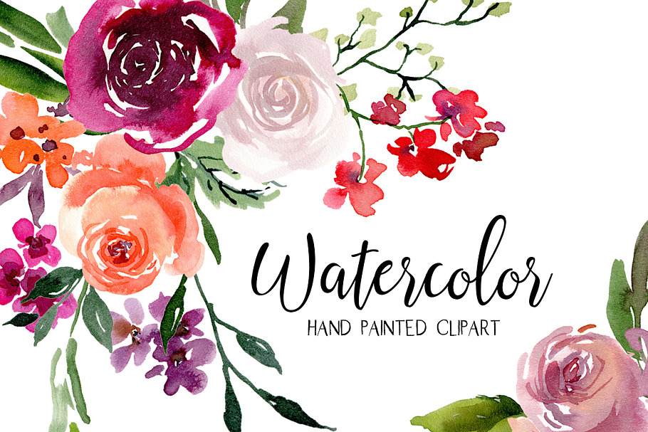 Bright Watercolor Flowers & Wreaths in Illustrations - product preview 8